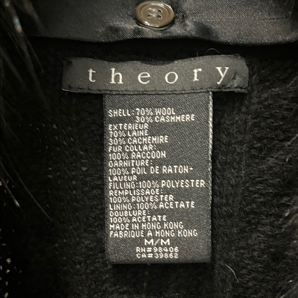 Theory Black Wool-Cashmere Blend Cardigan with Removable Faux Fur Collar - Picture 2 of 8